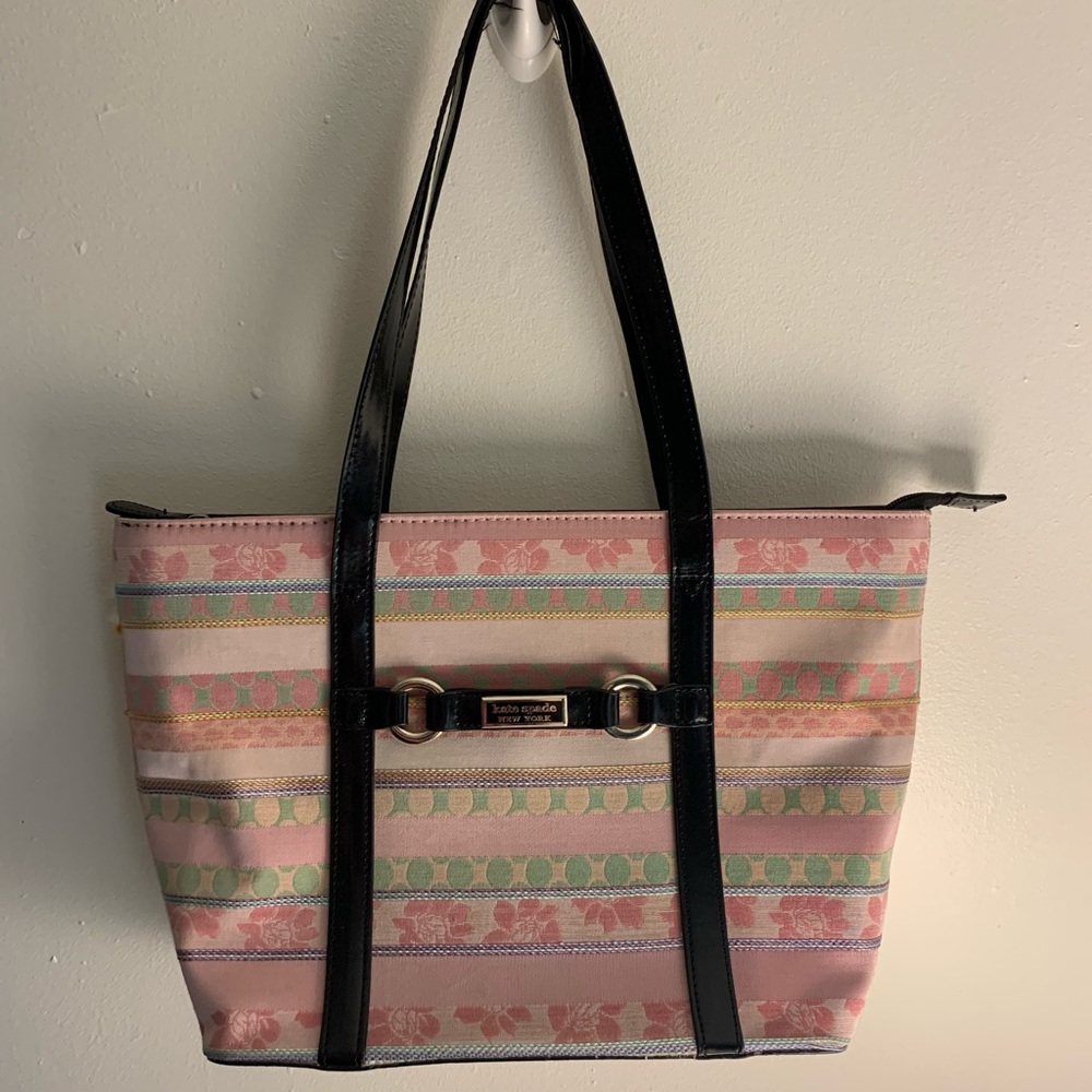 Kate Spade Stripes Pink Green Handbag